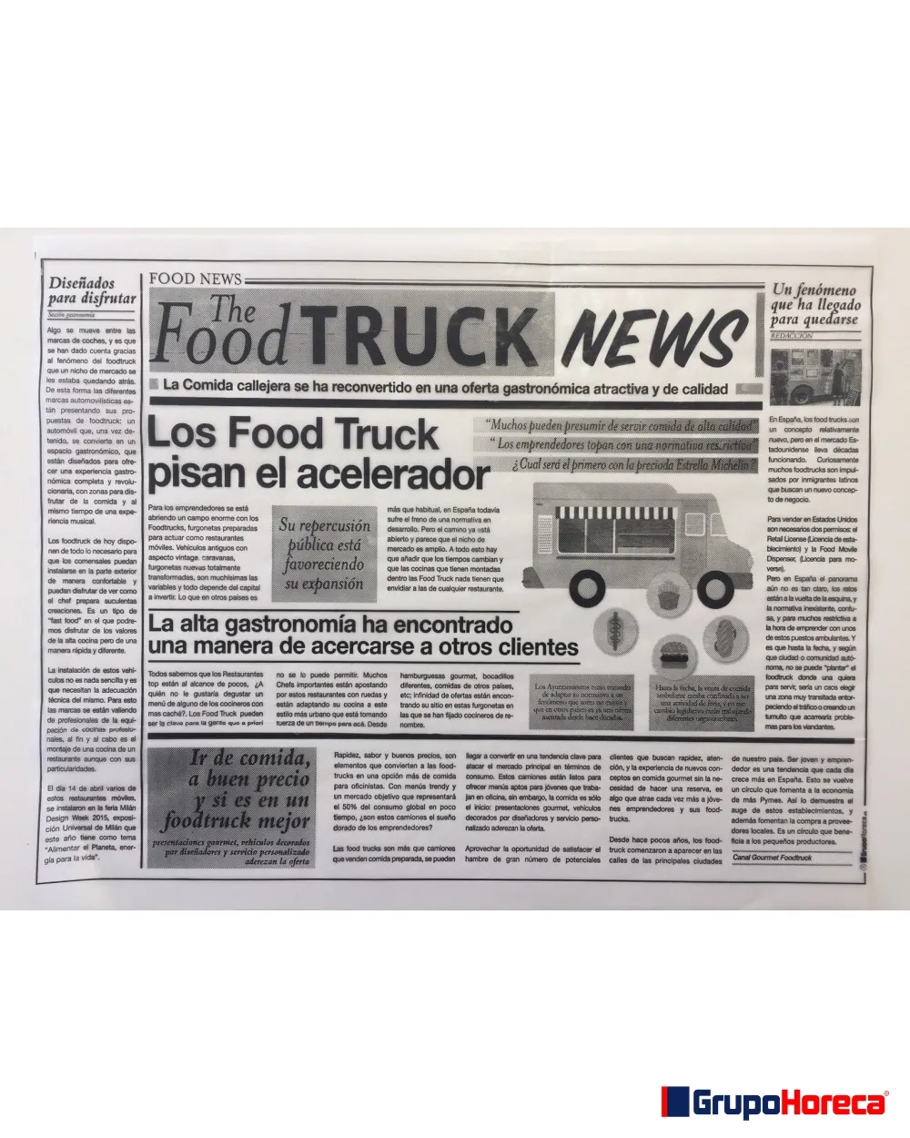500 Hojas de Papel Periódico Antigrasa Uso Alimentario 25x31cm The Food Truck