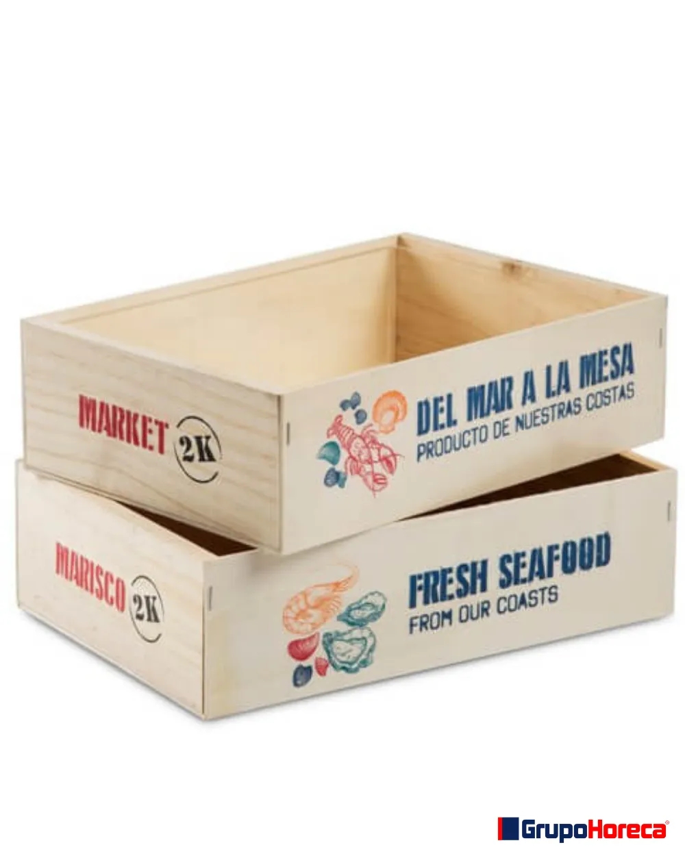 Caja de madera con forma de corazón | cajas para mariscos