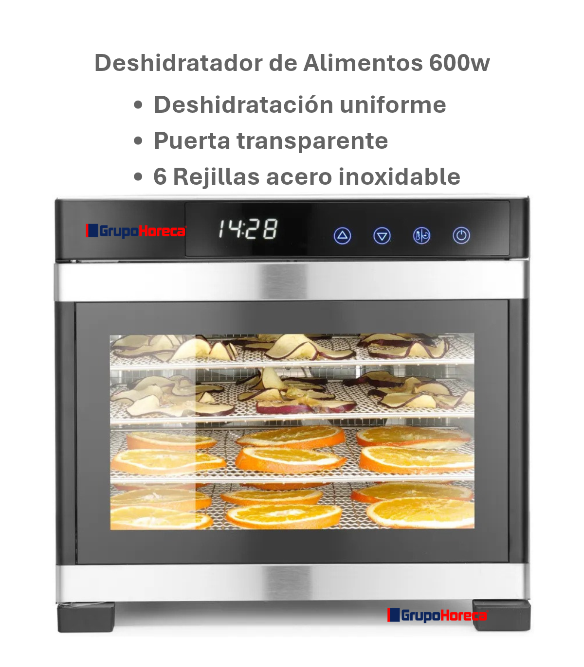 Deshidratador profesional de alimentos 6 bandejas acero inoxidable